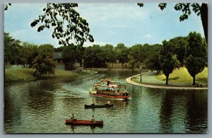 Postcard Montreal Quebec c1967 La Fontaine Park Canoes Canoeing Boat Ride