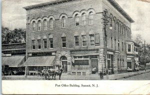 1910 Post Office Building Summit NJ New Jersey Horse & Buggy Postcard