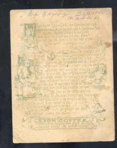 TOLEDO OHIO WOOLSON SPICE COMPANY LION COFFEE PIANO WOMAN VICTORIAN TRACE CARD