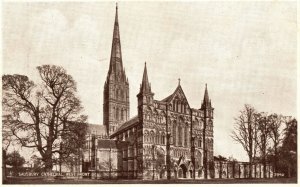 Vintage Postcard 1910's View of Salisbury Cathedral West Front Wiltshire England