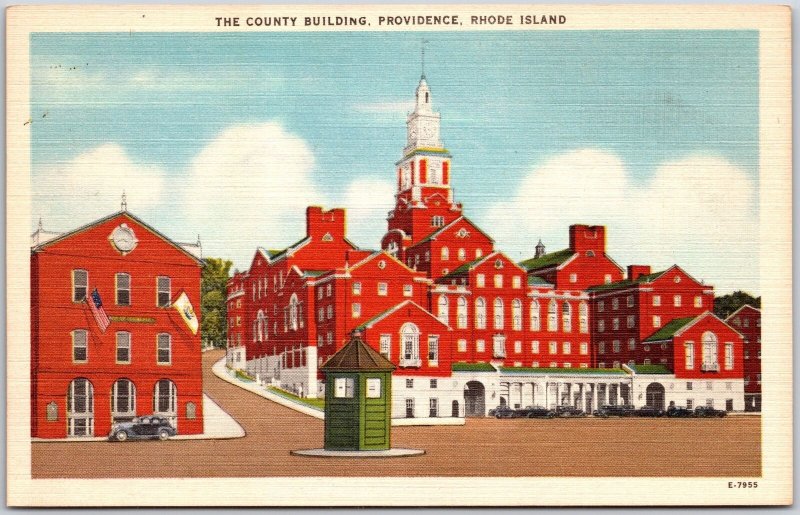 Providence Rhode Island, The County Building, Street, Roadway, Vintage Postcard