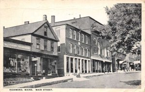 Richmond Maine Main Street Storefronts Vintage Postcard U1011