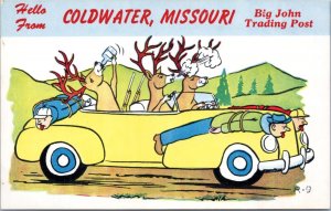 Postcard MO Coldwater Laff Gram -Dear driving with hunters strapped to car