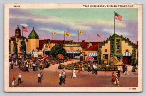 Old Heidelberg Restaurant Chicago Illinois World's Fair Unposted Linen