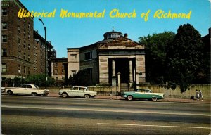 Richmond Virginia VA Monumental Church Old Cars Postcard 