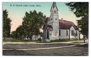 Early 1900s Methodist Episcopal Church, Lake Crystal, MN Hand-Colored Postcard