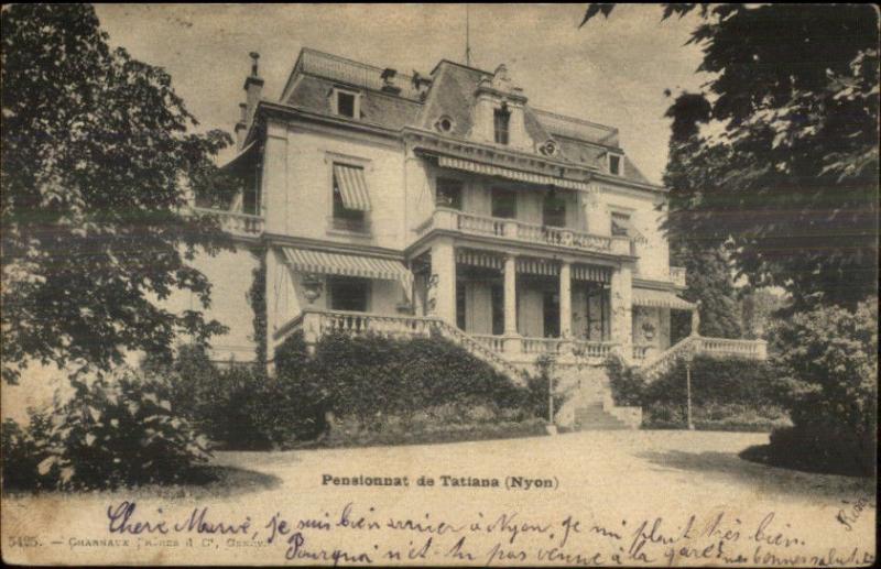 Nyon Switzerland Pensionnat de Tatiana 1905 Used Postcard