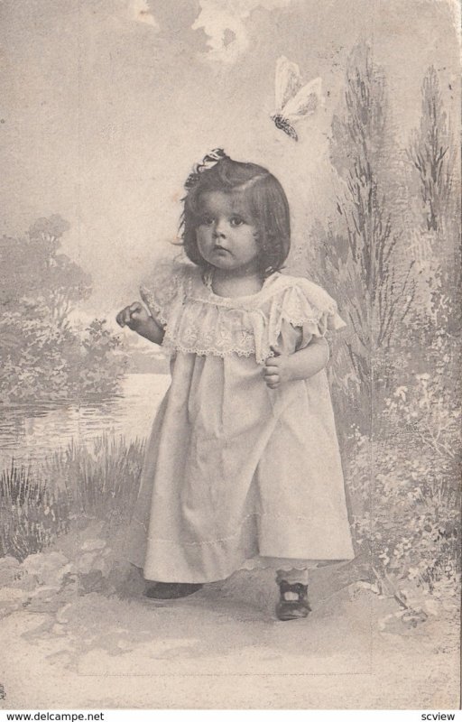 Butterfly flying over girl , 1903 ; TUCK 1319