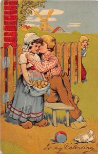 D41/ Valentine's Day Love Postcard c1909 Tremont Ohio Cleveland Windmill Kids 23