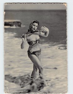 Postcard Beautiful Woman Enjoying the Beach