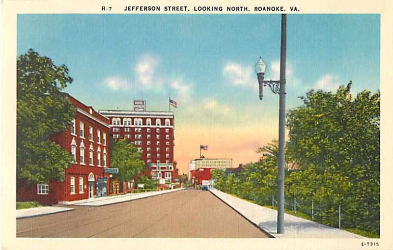 Linen of Jefferson Street Looking North Roanoke Virginia VA