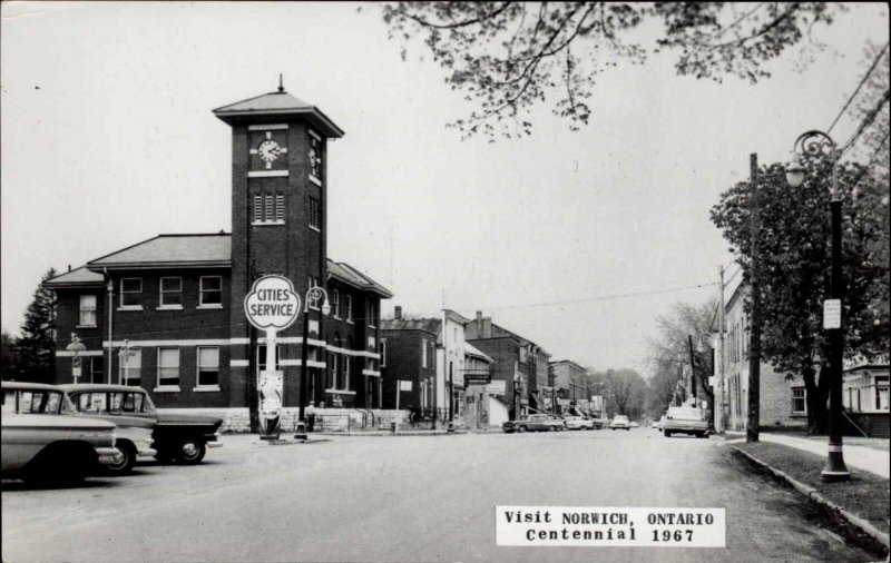 Norwich Ontario Cities Service Gas Station 1967 Real Photo Postcard