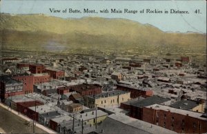 Butte Montana MT Bird's Eye View Town Mountains c1910 Vintage Postcard