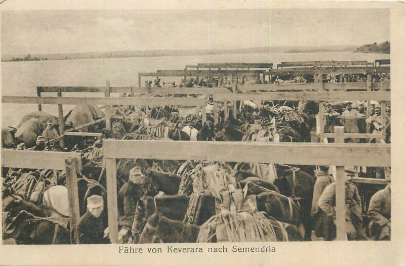 SERBIA ww1 memorial ferry from Keverara to Semendria cavalry horses military 