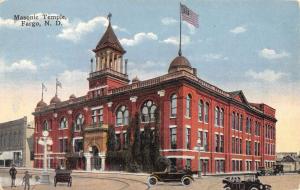 Fargo North Dakota Masonic Temple Street View Antique Postcard K27456