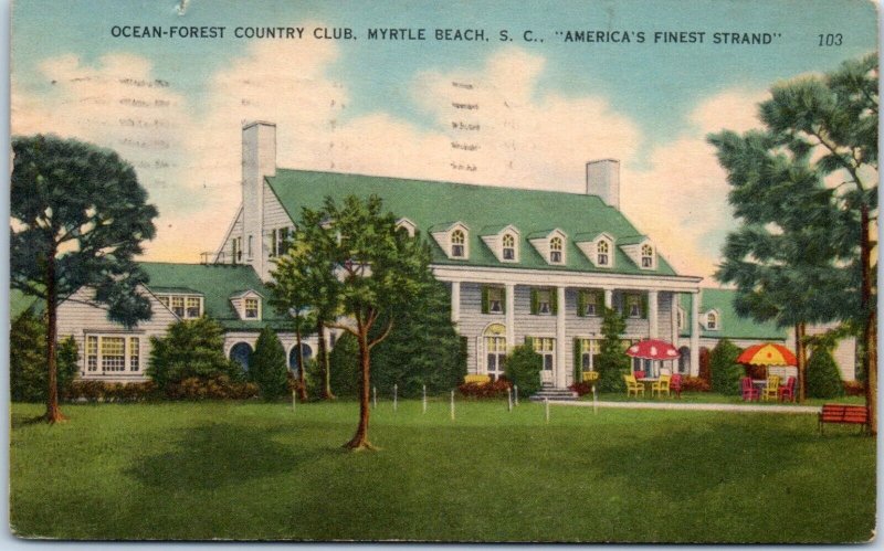 1949 Ocean-Forest Country Club Myrtle Beach SC Postcard
