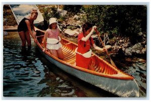 c1950's Camp Bernadette Kids River Canoeing Wolfeboro New Hampshire NH Postcard