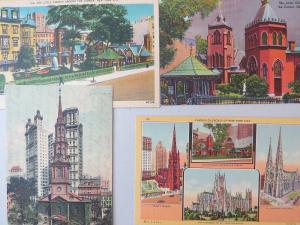 WELL KNOWN FAMOUS CHURCHES OF NEW YORK CITY LOT of 9 VINTAGE POSTCARDS