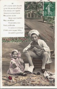 Baker Boy With Giant Cookie And Little Girl Vintage RPPC 02.76