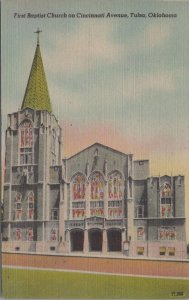 Postcard First Baptist Church Cincinnati Ave Tulsa OK