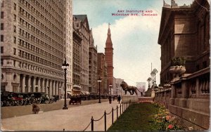 Art Institute & Michigan Ave. Chicago IL Postcard PC117