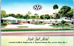 1940s Night Fall Motel Daytona Beach FL Postcard