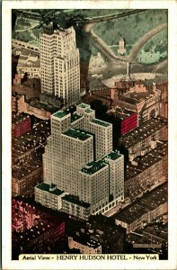 Aerial View Henry Hudson Hotel New York NY NYC 1942 WB Postcard B2