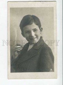 264955 Smiling Boy SMOKING CIGARETTE Vintage PHOTO postcard