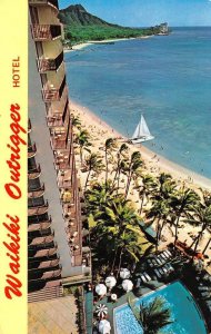 Honolulu, HI Hawaii  OUTRIGGER HOTEL Waikiki Beach View ROADSIDE Chrome Postcard