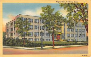 DANBURY, CT Connecticut   HIGH SCHOOL   Fairfield County  c1940's Linen Postcard