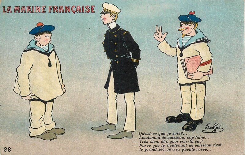 French army military humor comic caricature military french marine uniform offic