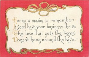 Postcard C-1910 Arts & Crafts Honeybee Saying Maxim Desk Motto 23-8809