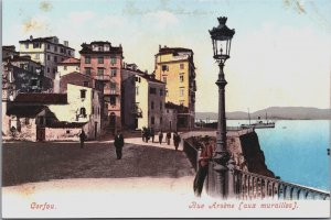 Greece Corfu Rue Arsene Aux Murailles Vintage Postcard C117