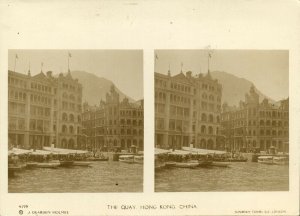 china, HONG KONG, The Quay (1900s) Sunbeam Stereo Card, Dearden Holmes