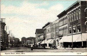 Postcard Superior Street in Albion, Michigan