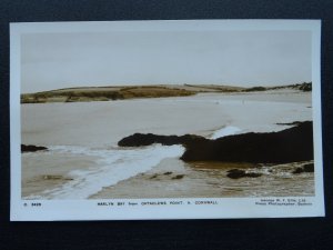 Cornwall HARLYN BAY from CATACLEWS POINT - Old RP Postcard by George W.F. Ellis