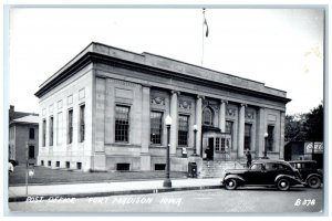 Post Office Building Cars Coca Cola Fort Madison Iowa IA RPPC Photo Postcard