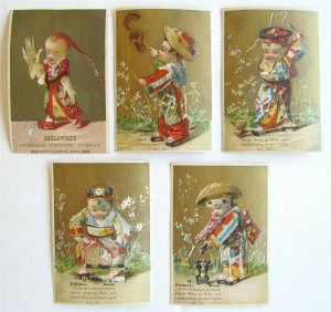 PALMER MA ASIAN PERFORMER SET OF 5 ANTIQUE VICTORIAN TRADE CARDS