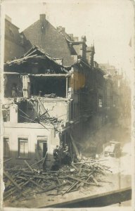 Germany Cologne houses damaged by bombs by English planes real photo postcard