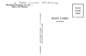 1960s Beechcraft Queen Air A65 advertising occupation Postcard 24-11742