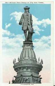 America Postcard - William Penn Statue on City Tower - Philadelphia - Ref TZ7830