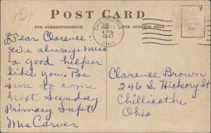 Rally Day Sunday School Crossword Puzzle Kids Reading 1930s-50s Vintage Postcard