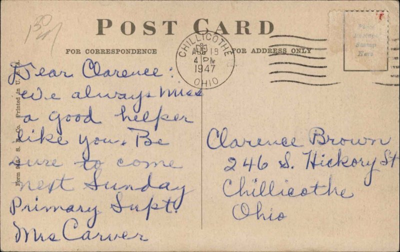 Rally Day Sunday School Crossword Puzzle Kids Reading 1930s-50s Vintage Postcard