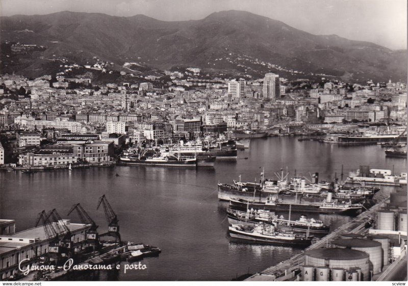 RP; GENOVA, Liguria, Italy, 1930-1940s; Panorama E Porto