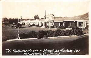 RPPC FAIRVIEW MOTEL Healdsburg, CA Redwood Hwy Roadside c1940s Vintage Postcard