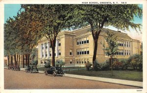 Oneonta, NY New York   HIGH SCHOOL  Otsego County 1940 postmark Postcard