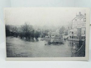 Flooded Thames at Caversham Bridge Reading Berks Vintage Antique Postcard c1911