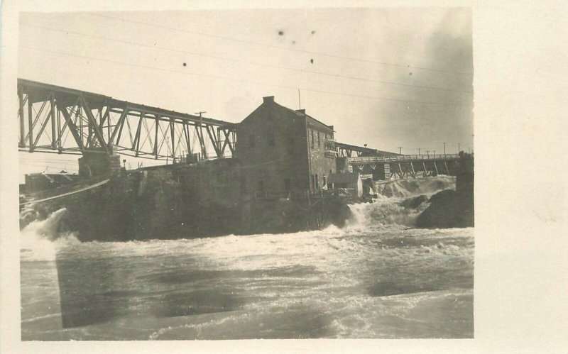 Postcard RPPC Photo Washington Spokane Mill River Bridge C-1910 23-407