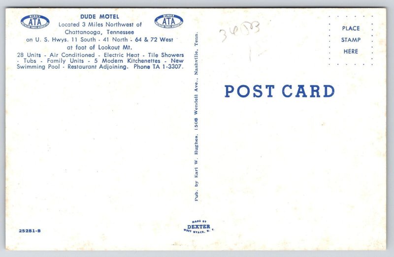 Dude Motel Chattanooga Tennessee Modern Room Grounds And Mainroad View Postcard