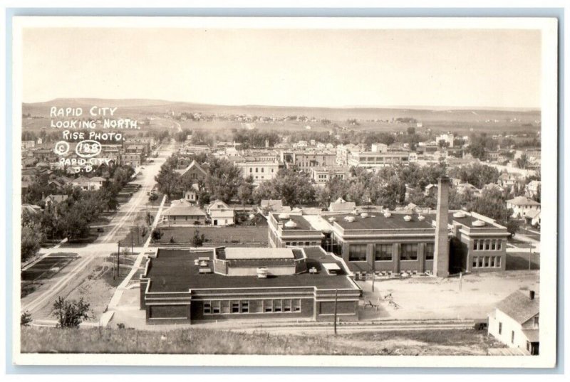 c1920's Birds Eye View Looking North Rise Rapid City SD RPPC Photo Postcard